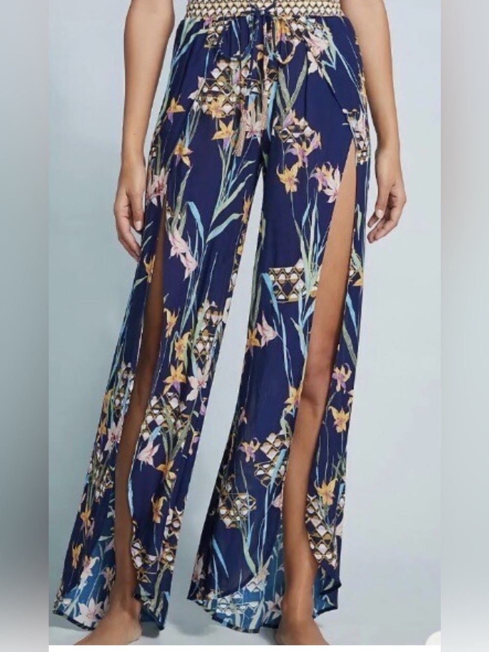 Trina Turk Fiji Floral Swim Cover Up Pants Sz LG